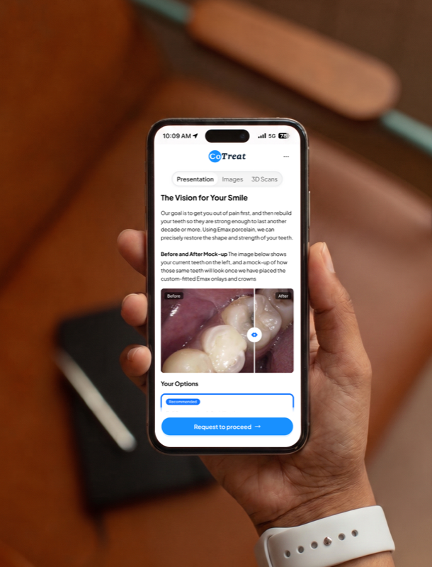 A patient holding their CoTreat pack on a phone